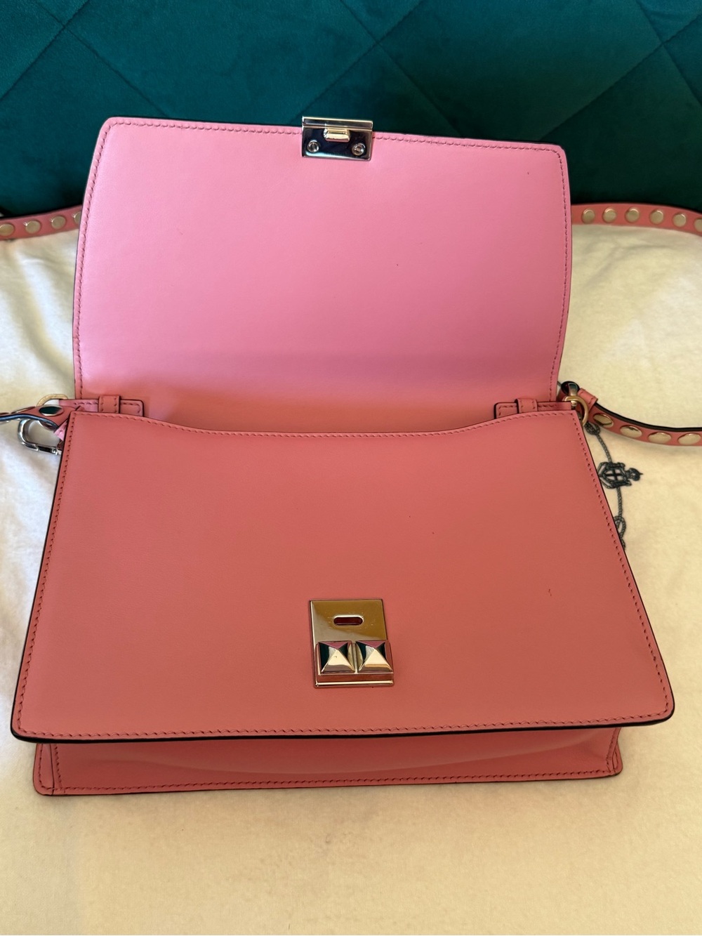 Prada Elektra 1BD120 Pink Studded Flap Shoulder Bag - Picture 8 of 16